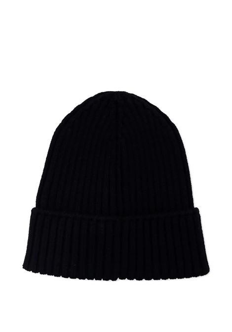 Berretto In Lana a Costine Nera Con Patch Logo MONCLER ENFANT | 954-3B00009 M1131999